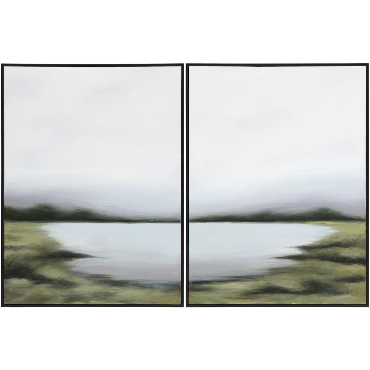 SUNPAN A0367 Lakeside Views 48 X 36 inch Hand Painted Art, Set Of 2